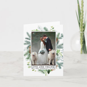 Aquarelle Verdure Pine Love Merci Mariage Note