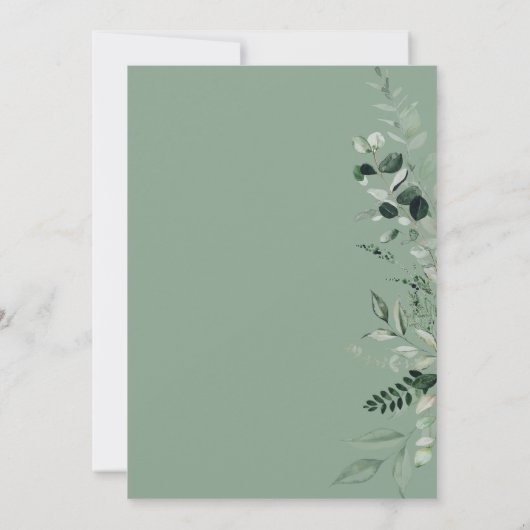 aquarelle verdure première communion invitation (Dos)