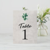 Aquarelle Vert Cactus Gris Mariage Numéro de table (Debout devant)