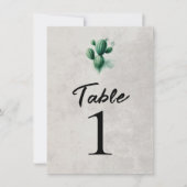 Aquarelle Vert Cactus Gris Mariage Numéro de table (Devant)