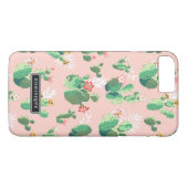 Aquarelle Vert Cactus Motif rose coque iphone (Dos (Horizontal))