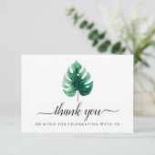 Aquarelle vert Carte de remerciements feuille Mons (Debout devant)