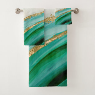Aquarelle vert émeraude et or