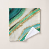 Aquarelle vert émeraude et or (Gant de toilette)