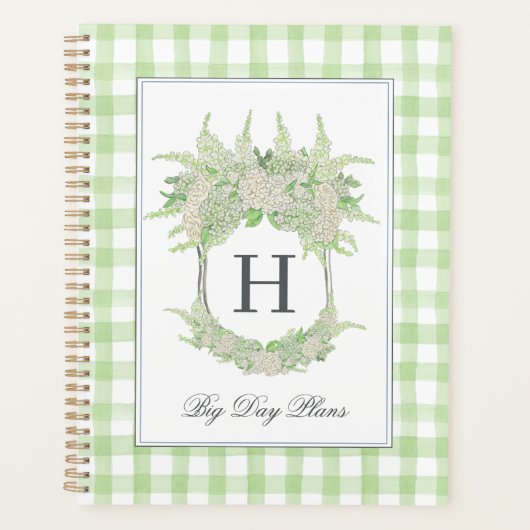 Aquarelle Vert et blanc Hydrangea En vichy Crest (Devant)