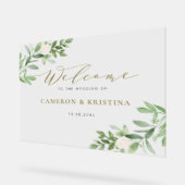 Aquarelle vert et fleurs blanches Mariage (Angle)