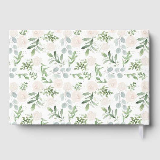 Aquarelle vert et fleurs blanches Mariage (Verso)