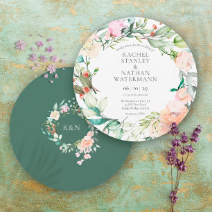Aquarelle Vert Faire-part de mariage Floral