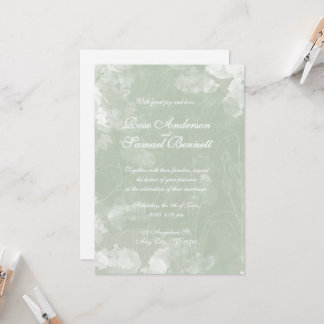 Aquarelle Vert Faire-part de mariage Floral