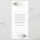 Aquarelle Vert Feuillage Baptême Menu (Dos)