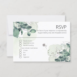 Aquarelle Vert Feuille Mariage botanique RSVP