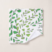 Aquarelle Vert Feuille Motif naturel (Gant de toilette)