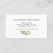 Aquarelle Vert Feuilles Cadre Carte de visite mode (Dos)