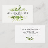 Aquarelle Vert Feuilles Cadre Carte de visite mode (Devant / Derrière)