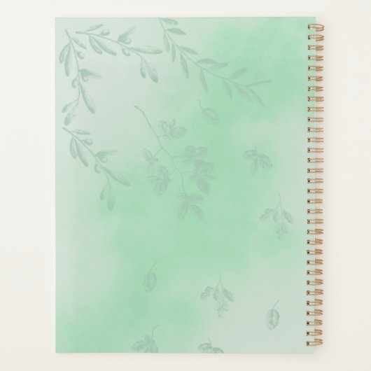 Aquarelle vert Feuilles Monogramme (Dos)