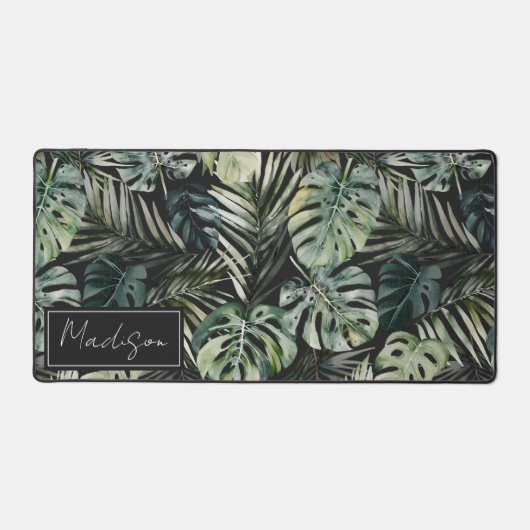 Aquarelle Vert Forêt tropicale Feuille Motif (Recto)