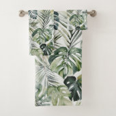 Aquarelle Vert Forêt tropicale Feuille Motif (En situation)