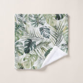 Aquarelle Vert Forêt tropicale Feuille Motif (Gant de toilette)
