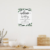Aquarelle vert Mariage Accueil Poster (Cuisine)