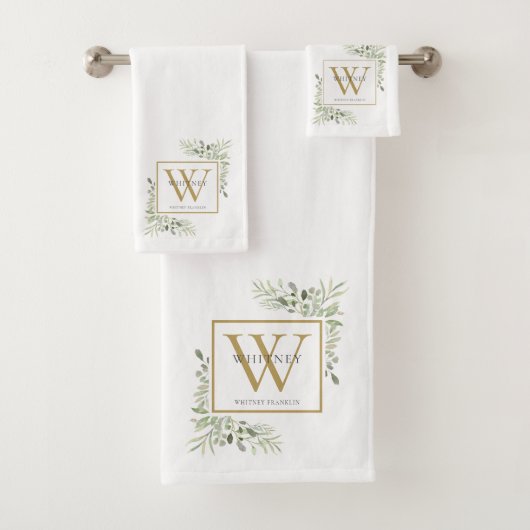 Aquarelle Vert Or Nom du monogramme (En situation)