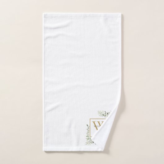 Aquarelle Vert Or Nom du monogramme (Serviette à main)