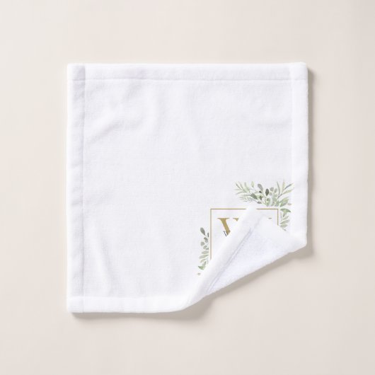 Aquarelle Vert Or Nom du monogramme (Gant de toilette)