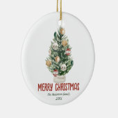 Aquarelle Vert Ornements Arbre Joyeux Noël (Droite)