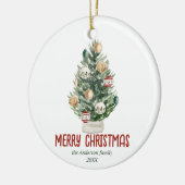 Aquarelle Vert Ornements Arbre Joyeux Noël (Gauche)