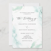 Aquarelle vert pâle Mariage Invitation moderne (Devant)