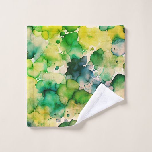 Aquarelle verte (Gant de toilette)