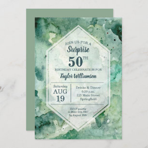 Aquarelle verte Abstraite moderne Invitations d'an
