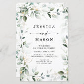 Aquarelle verte avec programme de mariage or (Devant / Derrière)