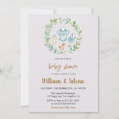 Aquarelle verte Baby shower Invitation (Devant)