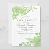 Aquarelle verte Baby shower Invitation (Devant)