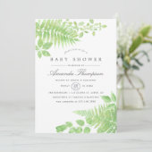 Aquarelle verte Baby shower Invitation (Debout devant)