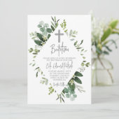 Aquarelle verte Baptême Invitation (Debout devant)