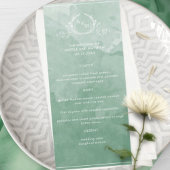 Aquarelle verte chic, menu Mariage Monogram