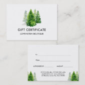 Aquarelle verte des pins | Certificat cadeau (Devant / Derrière)