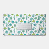 Aquarelle verte et bleue Motif Succulent (Clavier et souris)