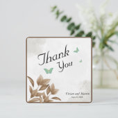 Aquarelle verte et Carte de remerciements papillon (Debout devant)