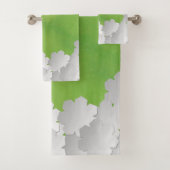 Aquarelle verte et fleurs blanches (En situation)