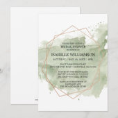 Aquarelle verte et médaille d'or Invitations de do (Devant / Derrière)