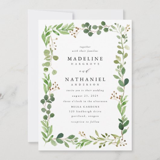 Aquarelle verte | FAIRE-PART DE MARIAGE (Devant)