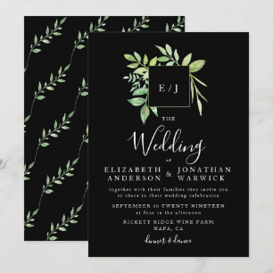 Aquarelle verte Faire-part de mariage de courge fe