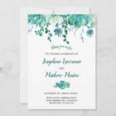Aquarelle verte Faire-part de mariage de succulent (Devant)