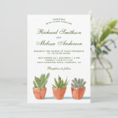 Aquarelle verte Faire-part de mariage de succulent (Debout devant)