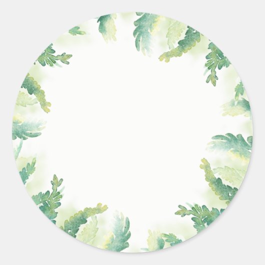 Aquarelle verte Fern Blank Wedding Favor Stickers (Devant)
