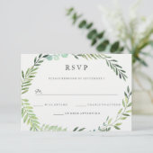 Aquarelle verte Feuille couronne mariage RSVP (Debout devant)