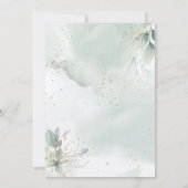 Aquarelle verte Florale Faire-part de mariage or (Dos)