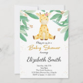 Aquarelle verte Giraffe Baby shower Invitation (Devant)